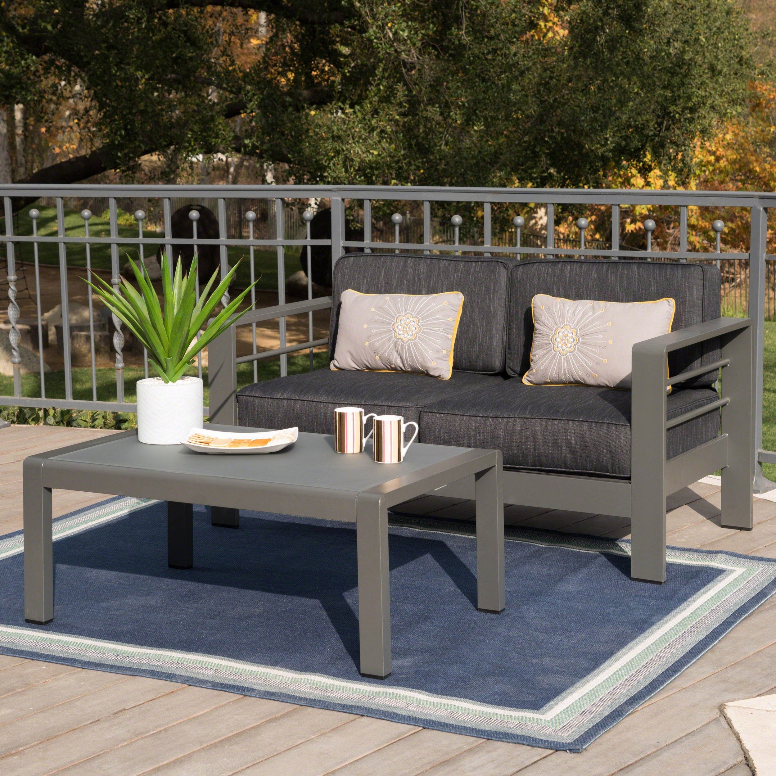 Cape Coral Outdoor Aluminum 2 Piece Set With Cushions By Christopher Knight Home