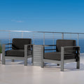 Cape Coral Outdoor Aluminum 3 Piece Chat Set With Cushions By Christopher Knight Home