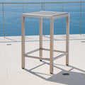 Cape Coral Outdoor Aluminum Bar Table With Glass Top Table Only By Christopher Knight Home Silver