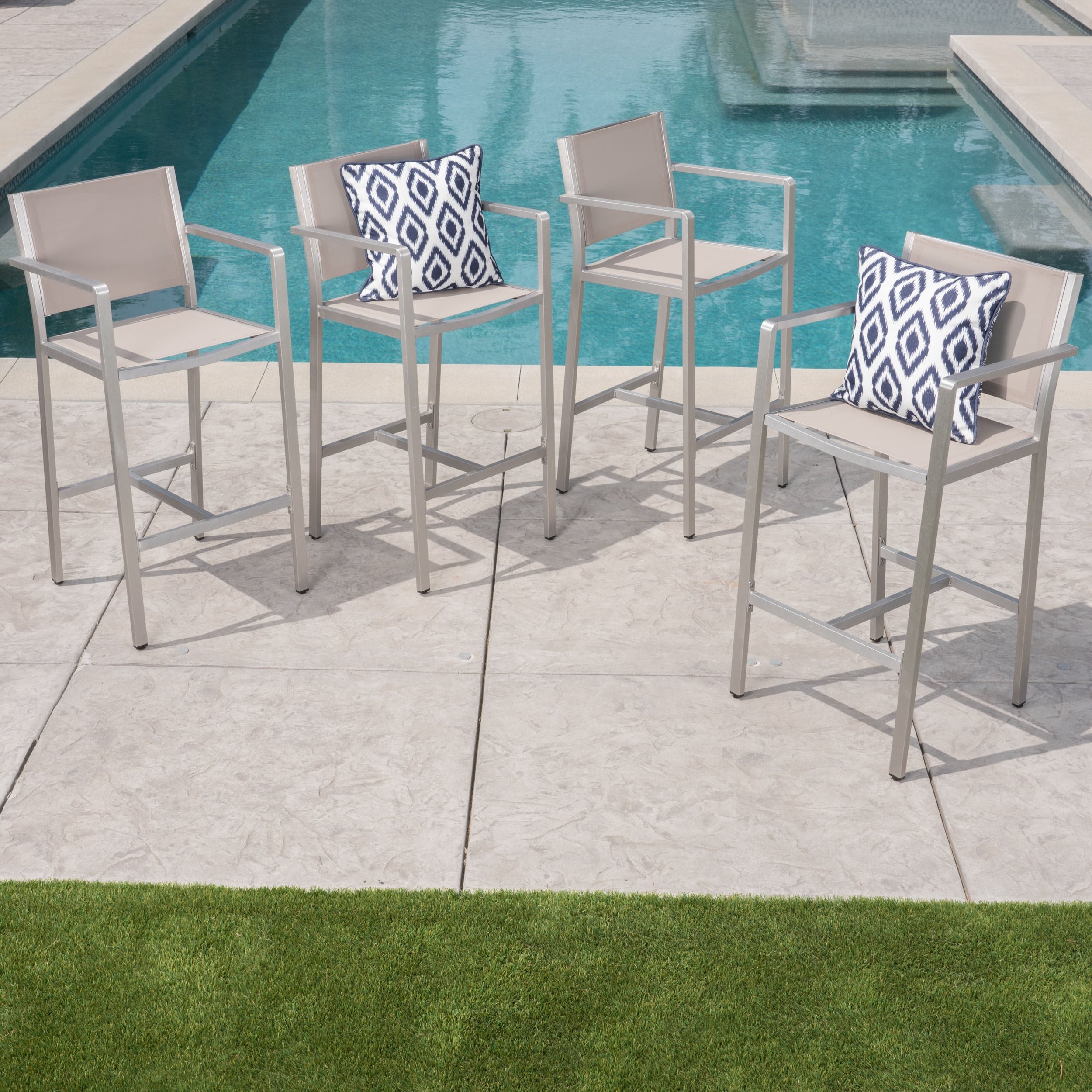 Cape Coral Outdoor Aluminum Barstool Set Of 4 By Christopher Knight Home