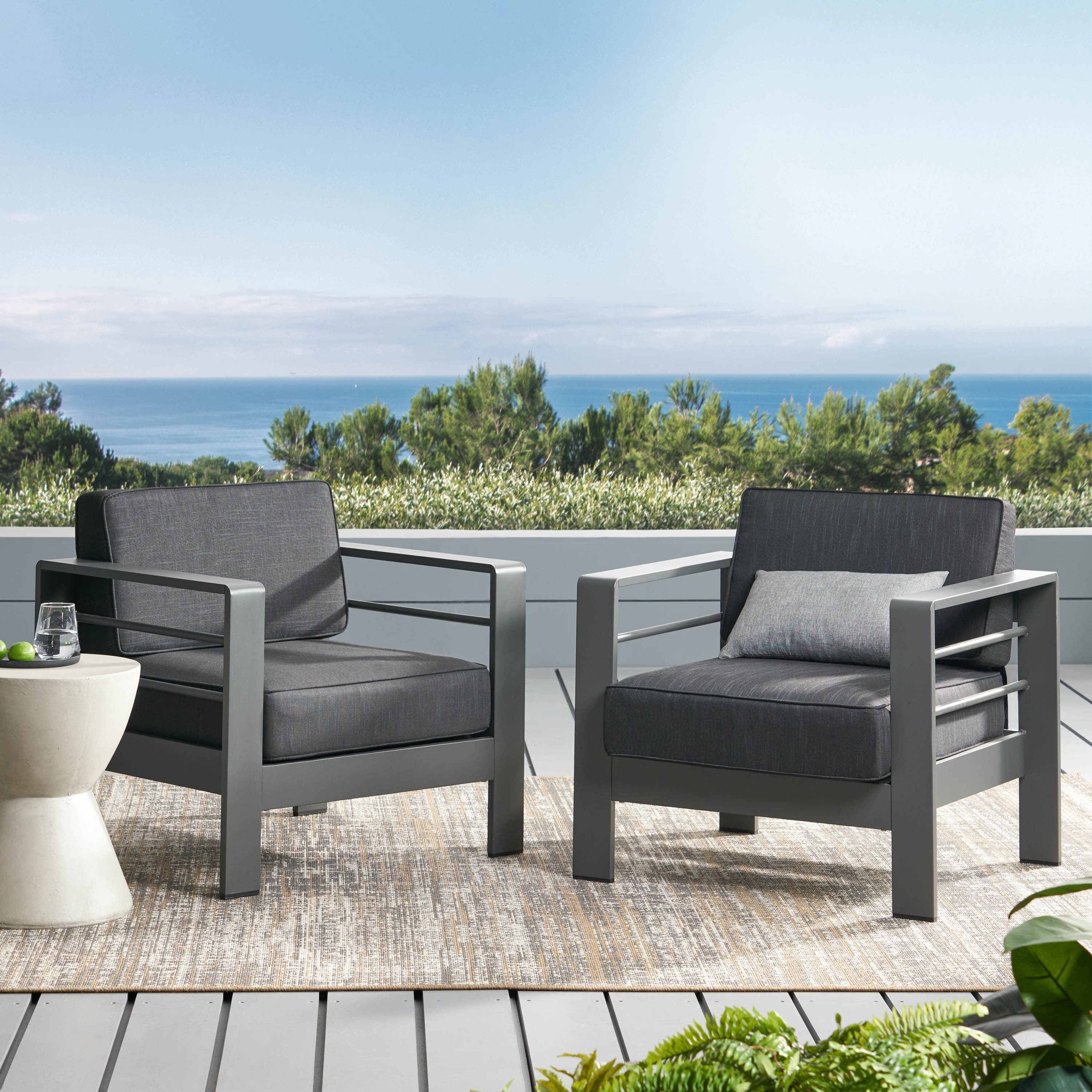 Cape Coral Outdoor Aluminum Club Chair With Cushions Set Of 2 By Christopher Knight Home