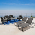 Cape Coral Outdoor Aluminum Tempered Glass 7 Piece Chat Set With Cushions By Christopher Knight Home