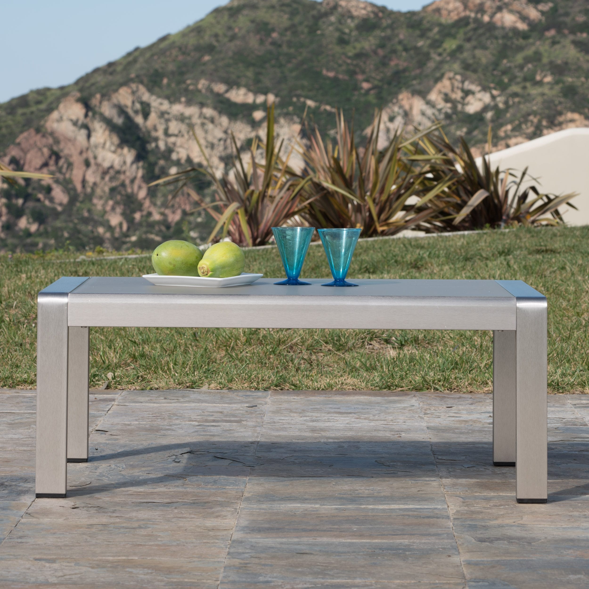 Cape Coral Outdoor Aluminum Coffee Table By Christopher Knight Home