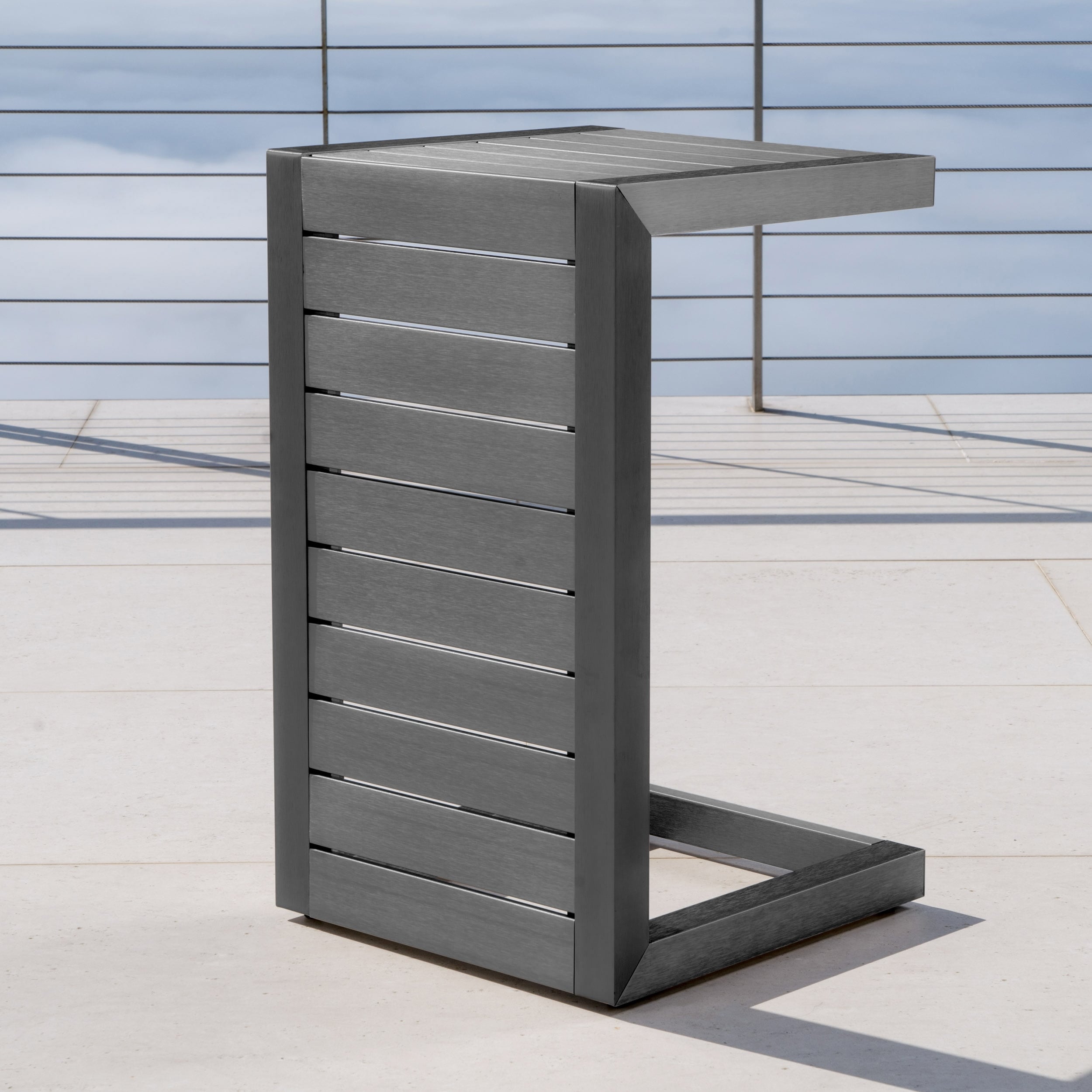 Cape Coral Outdoor C Shape Aluminum Side Table By Christopher Knight Home