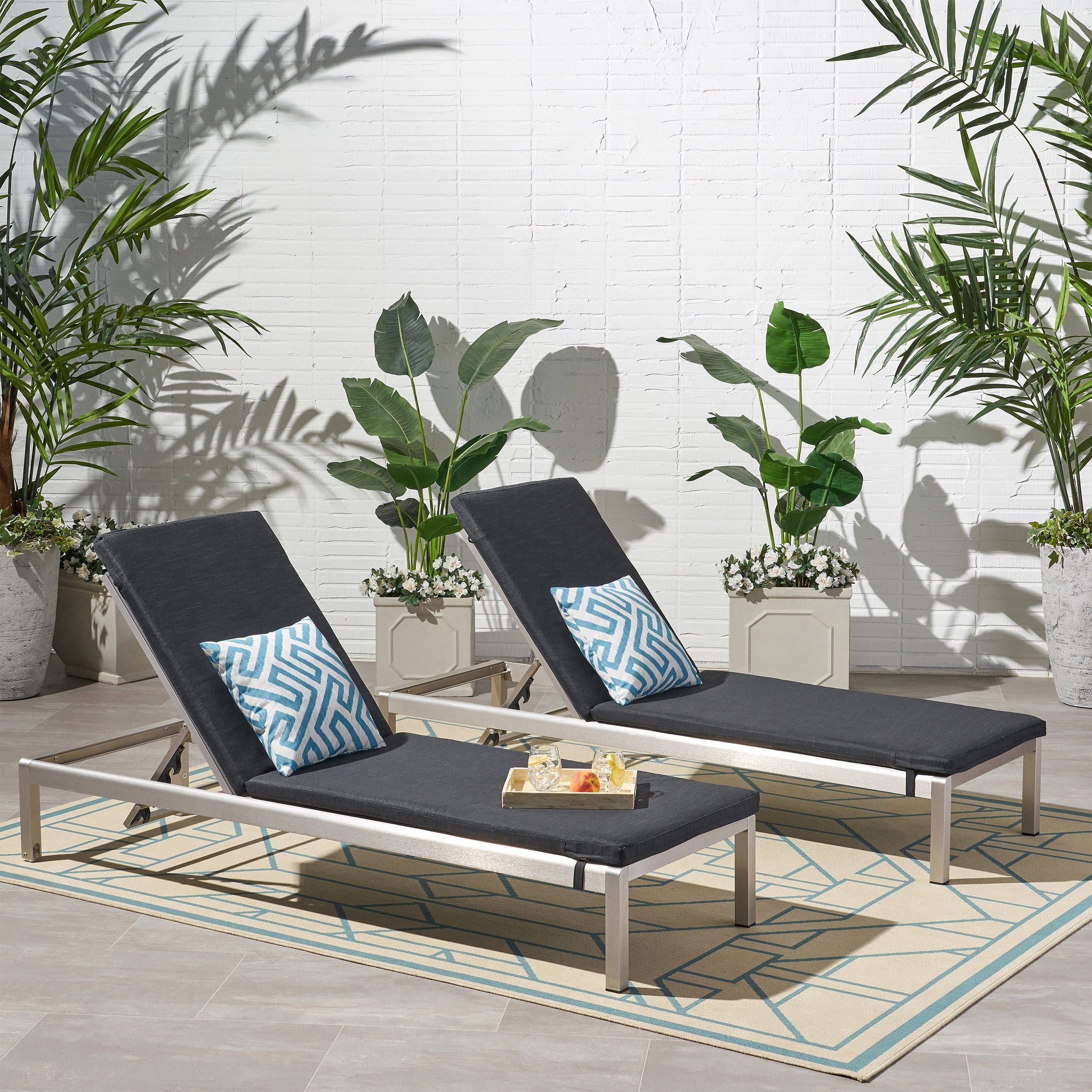 Cape Coral Outdoor Chaise Lounge With Cushion Set Of 2 By Christopher Knight Home