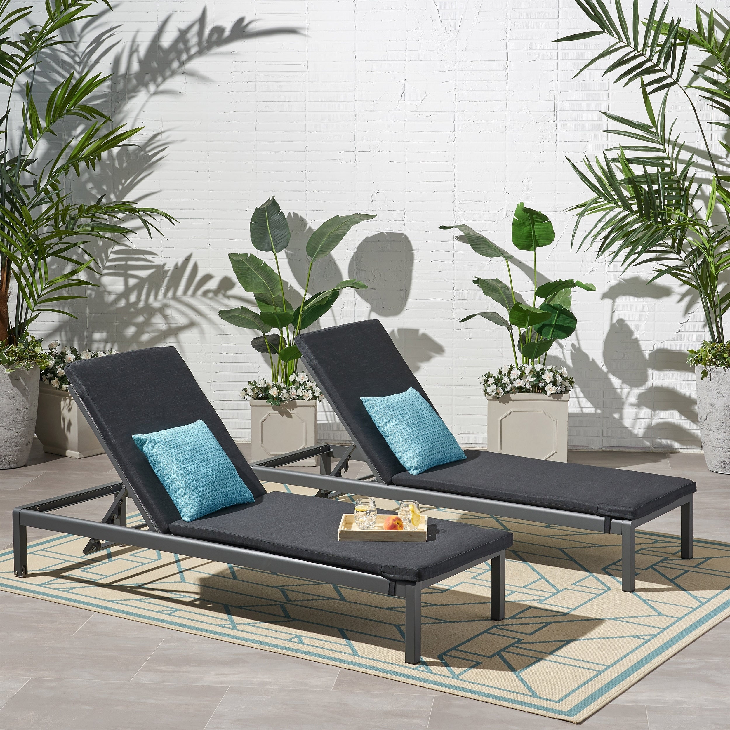 Cape Coral Outdoor Chaise Lounge With Cushion Set Of 2 By Christopher Knight Home