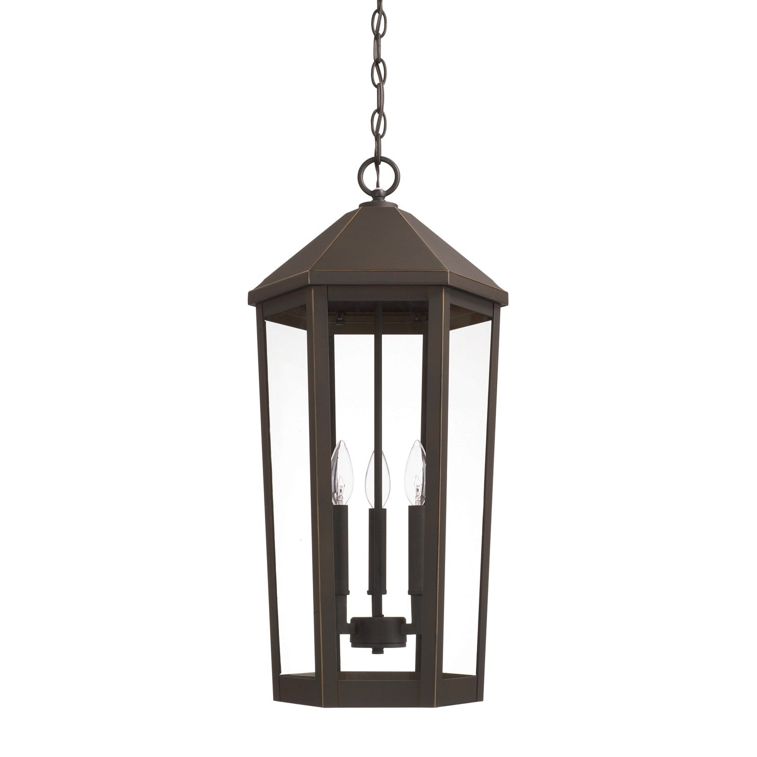Ellsworth 3 Light Oiled Bronze Outdoor Hanging Lantern