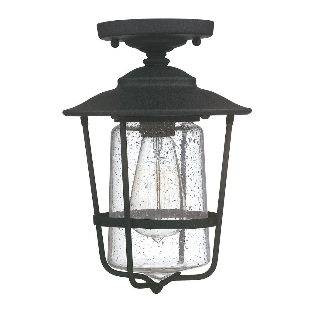Capital Lighting Creekside Collection 1 Light Black Outdoor Ceiling Flush Mount