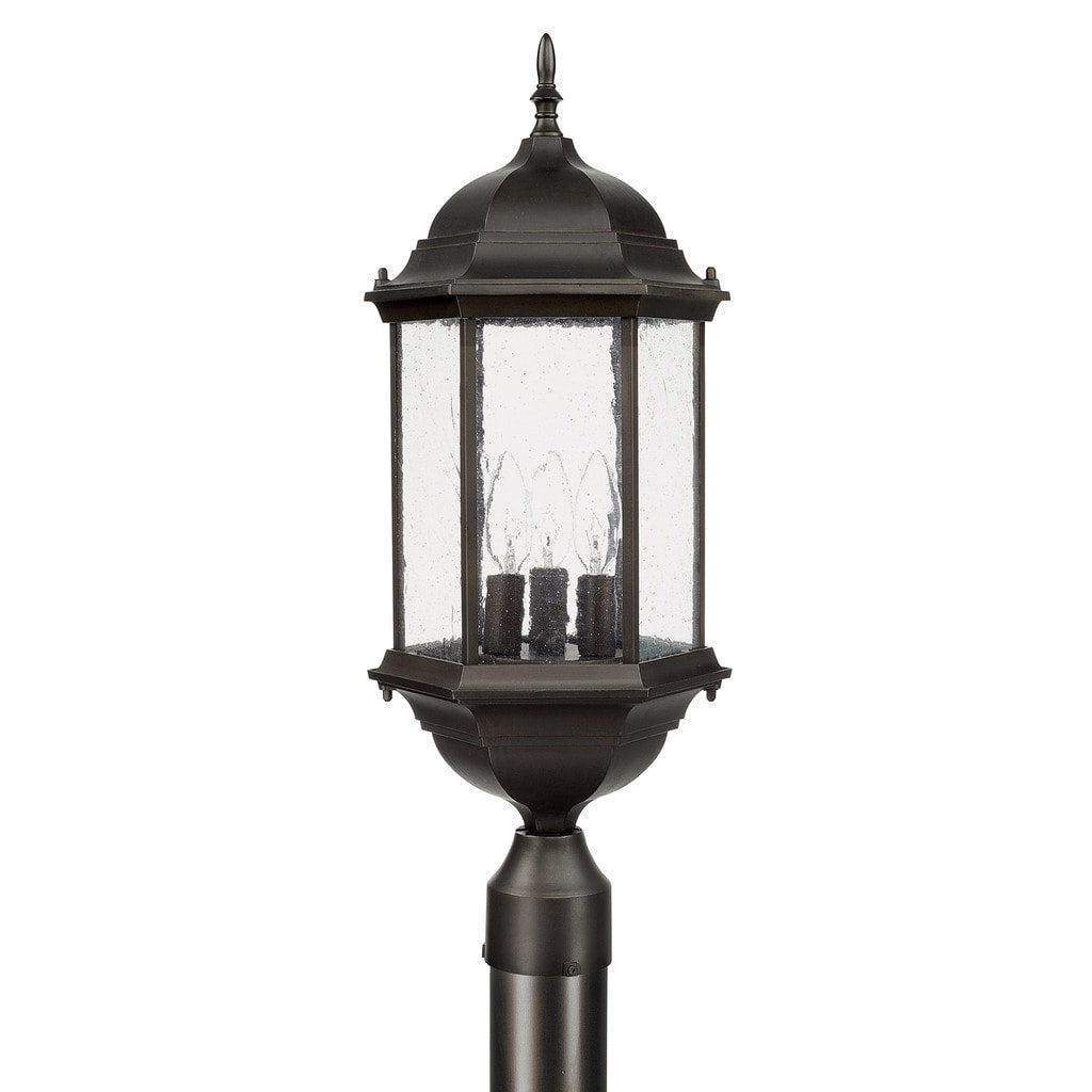 Main Street 3 Light Old Bronze Outdoor Post Lantern