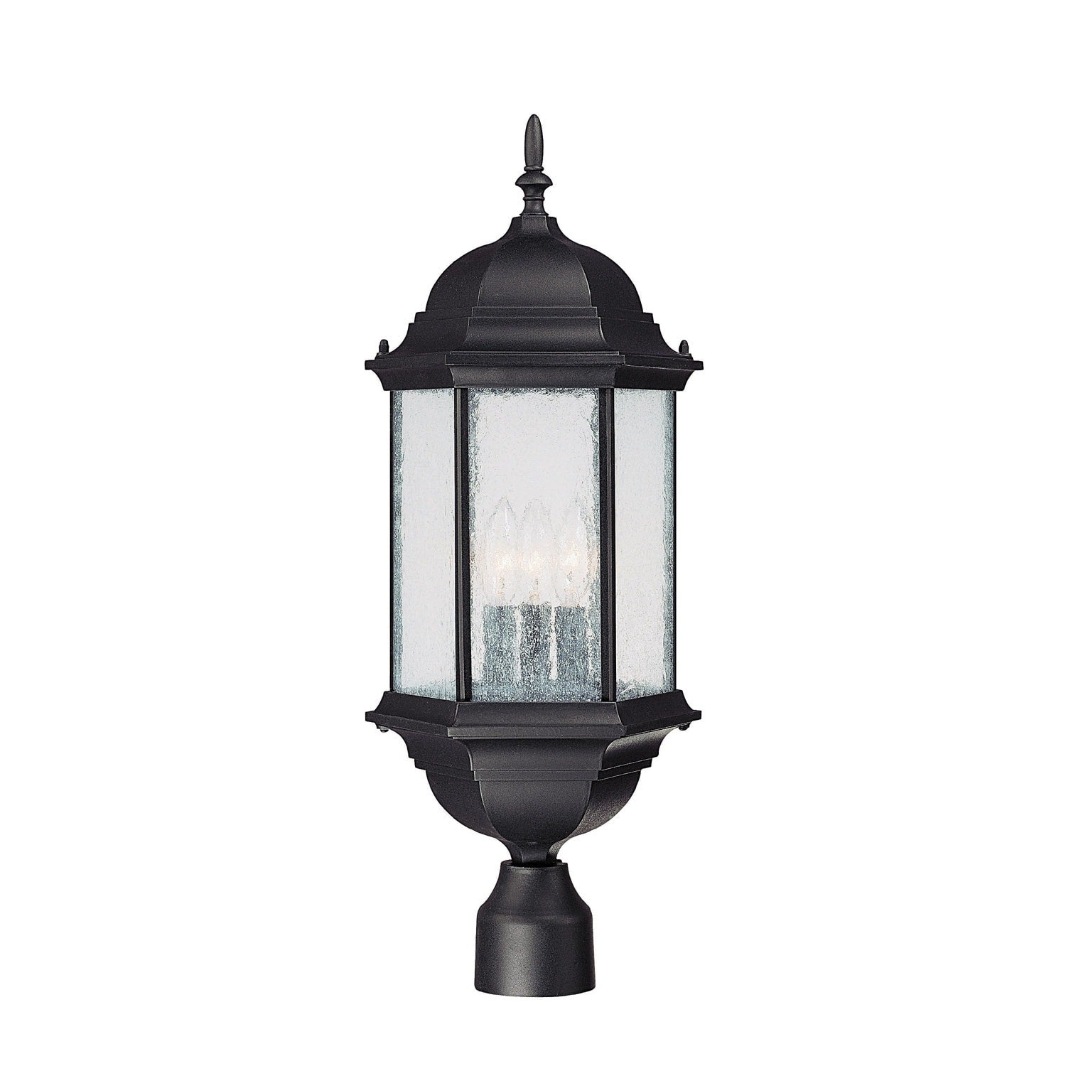Main Street 3 Light Black Outdoor Post Lantern