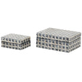 Capiz Shell Handmade Grid Box With Cream Underlay And Hinged Lid Set Of 2 Dark Gray Roche River Decor 6 W X 8 L X 3 H