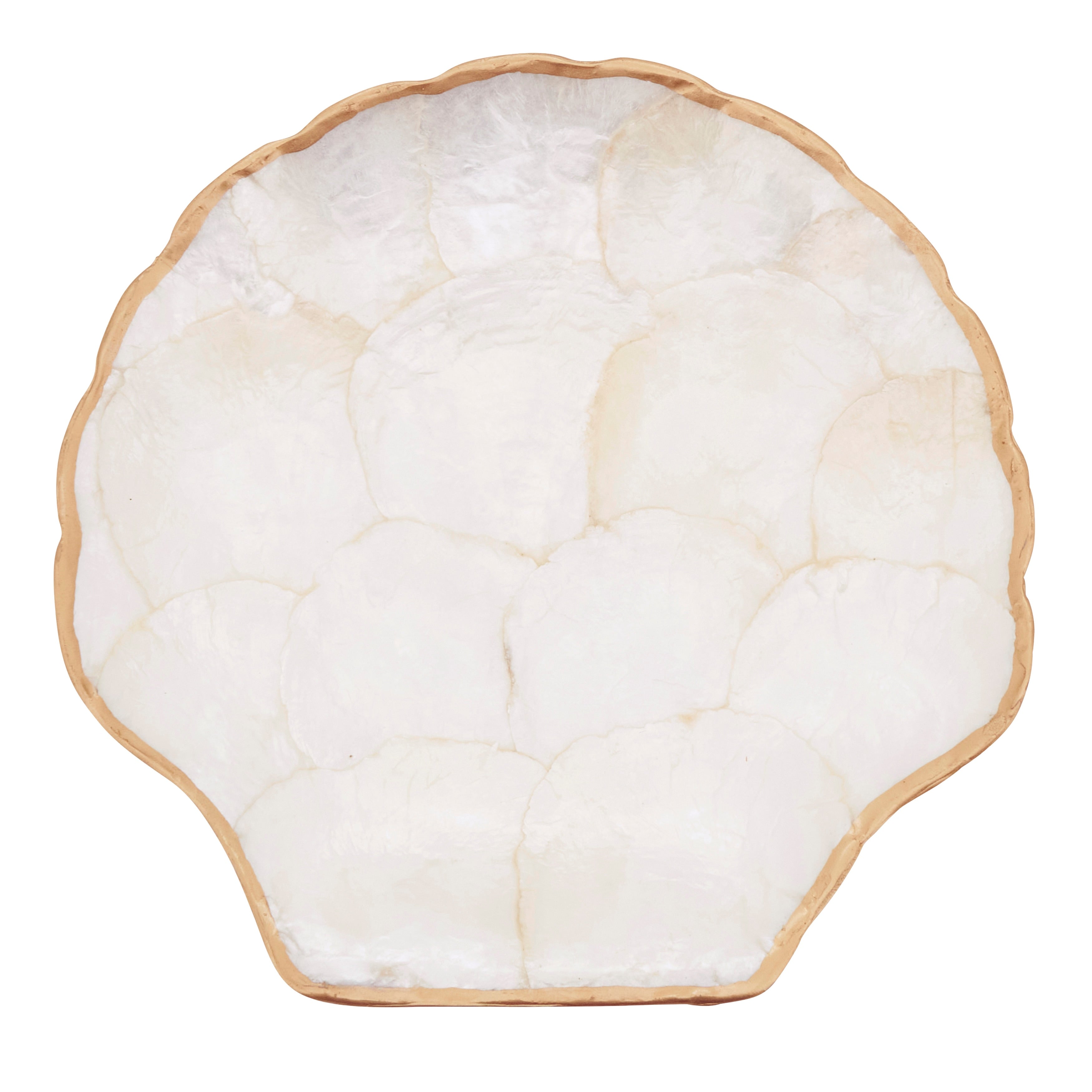 Capiz Shell Scallop Plates Set Of 4 Coastal Decorative Plates With Gold Trim 8