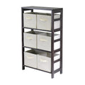 Capri 3 Section M Storage Shelf With 6 Foldable Beige Fabric Baskets