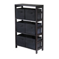 Capri 3 Section M Storage Shelf With 6 Foldable Black Fabric Baskets