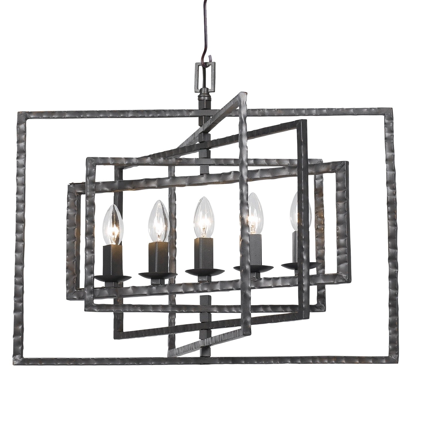 5 Light Raw Grey Steel Chandelier