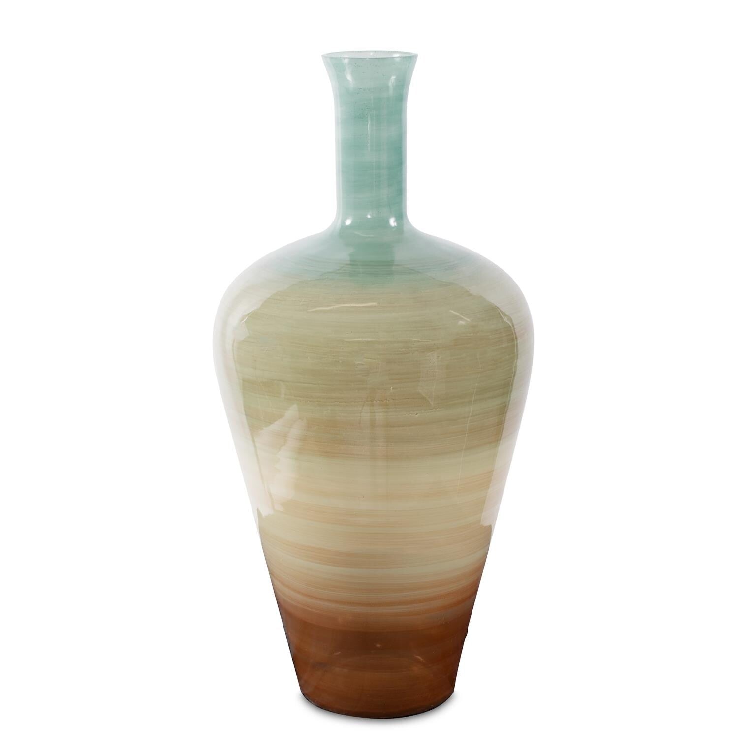 Capri Stripe Glass Bottle Vase Short