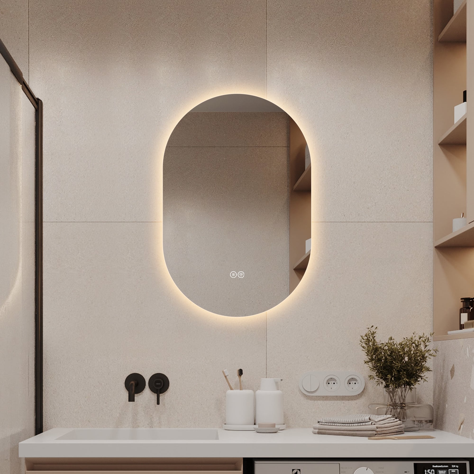 Capsule Led Backlit Bathroom Mirror With Anti Fog 24 36 .