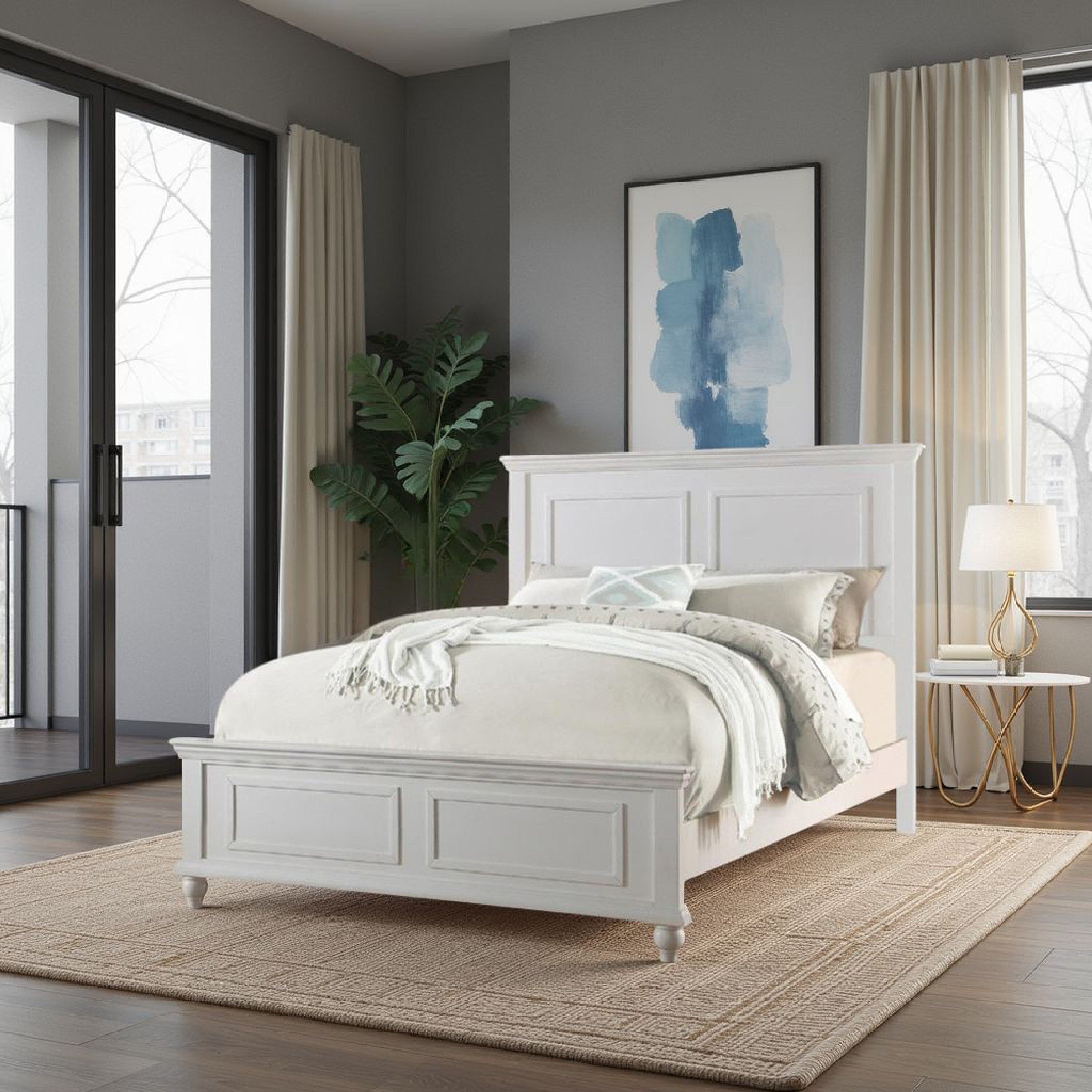 Captivating E.King Wooden Bed White