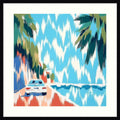 Car On The Beach By Elena Avanesova Wood Framed Wall Art Print Svelte Noir Black