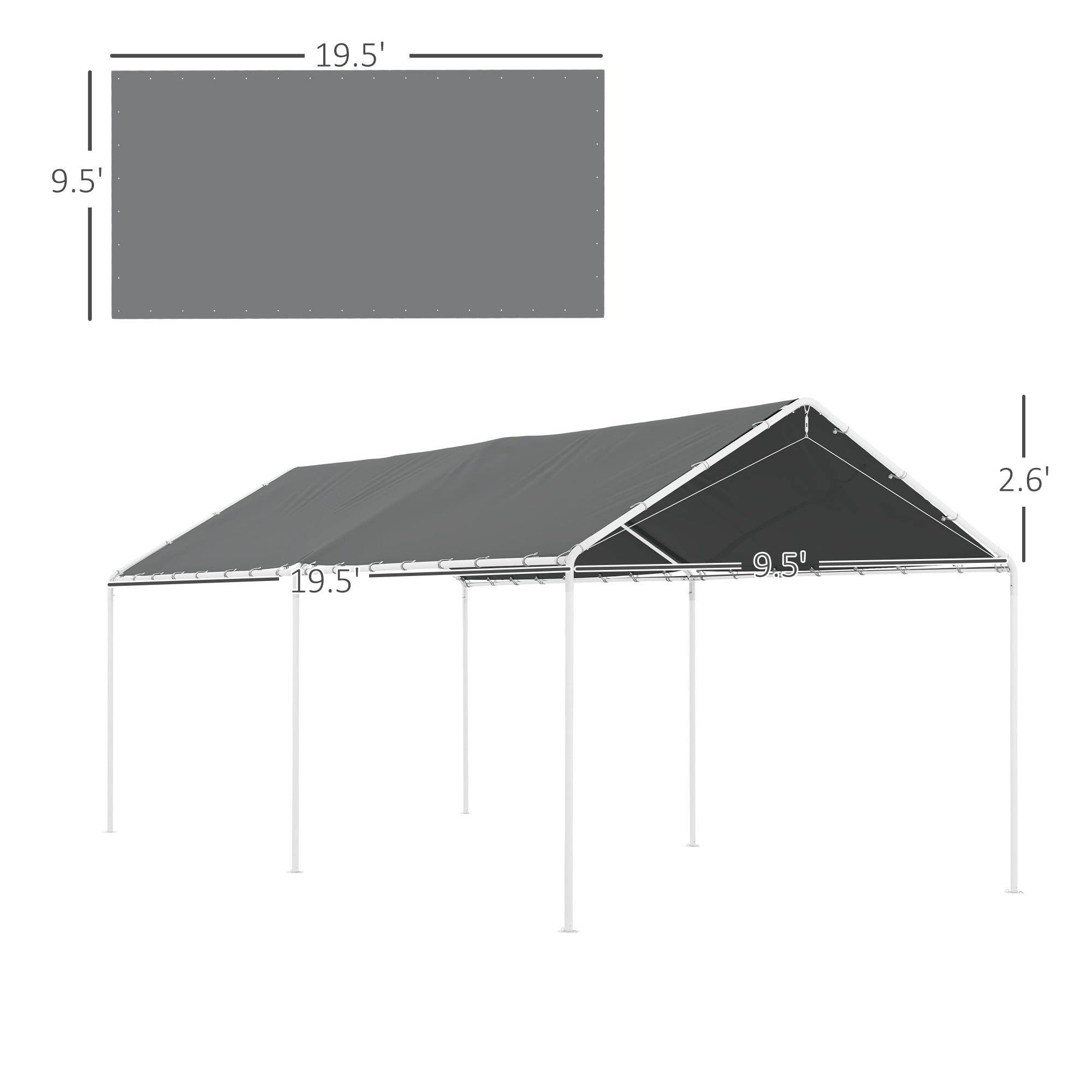 Car Tent With Ball Bungee Cords Carport Roof Uv Resistant Canopy Replacement Cover