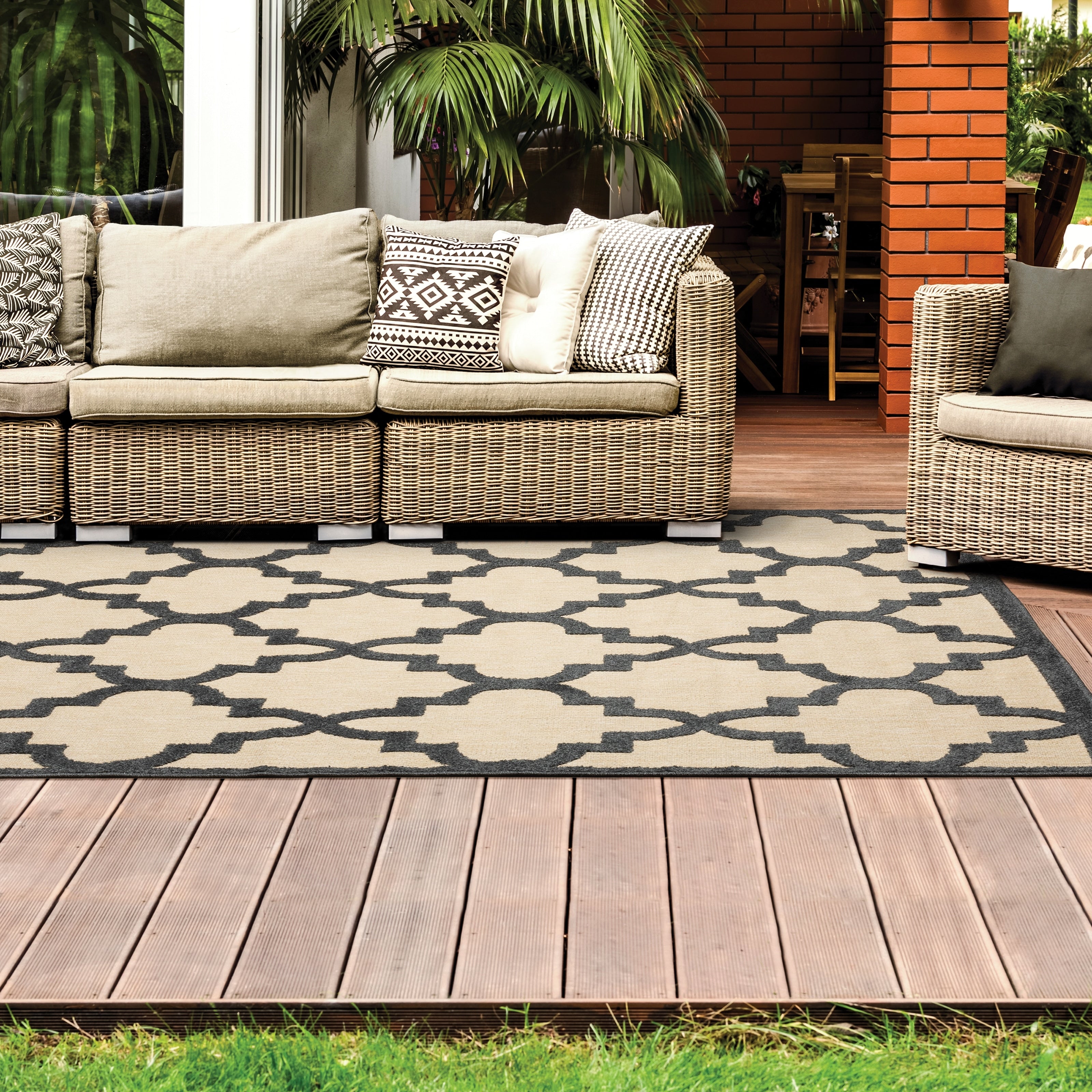 Mixed Pile Lattice Sand Pink Indoor Outdoor Area Rug 110 X 33