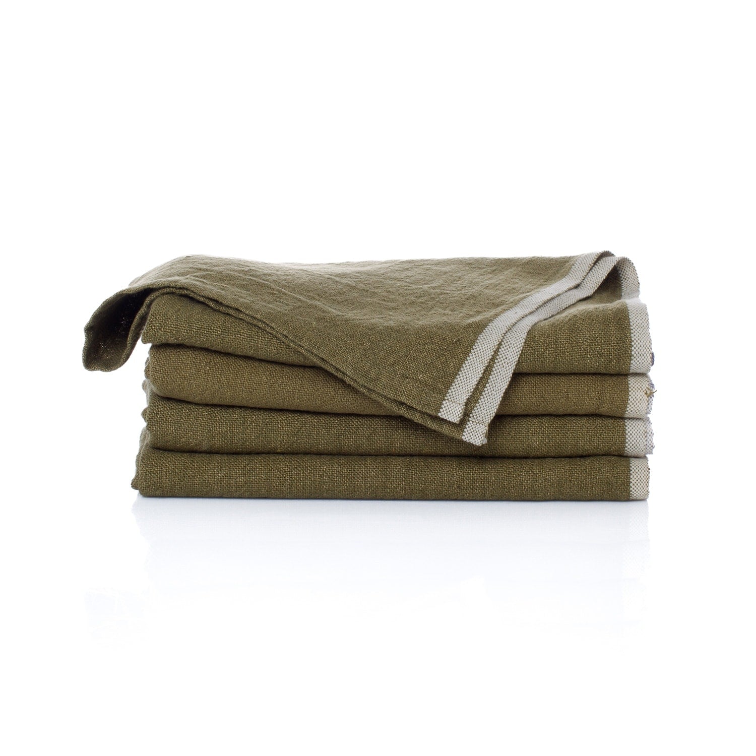 Chunky Linen Forest Green Napkins 20X20 Set Of 4