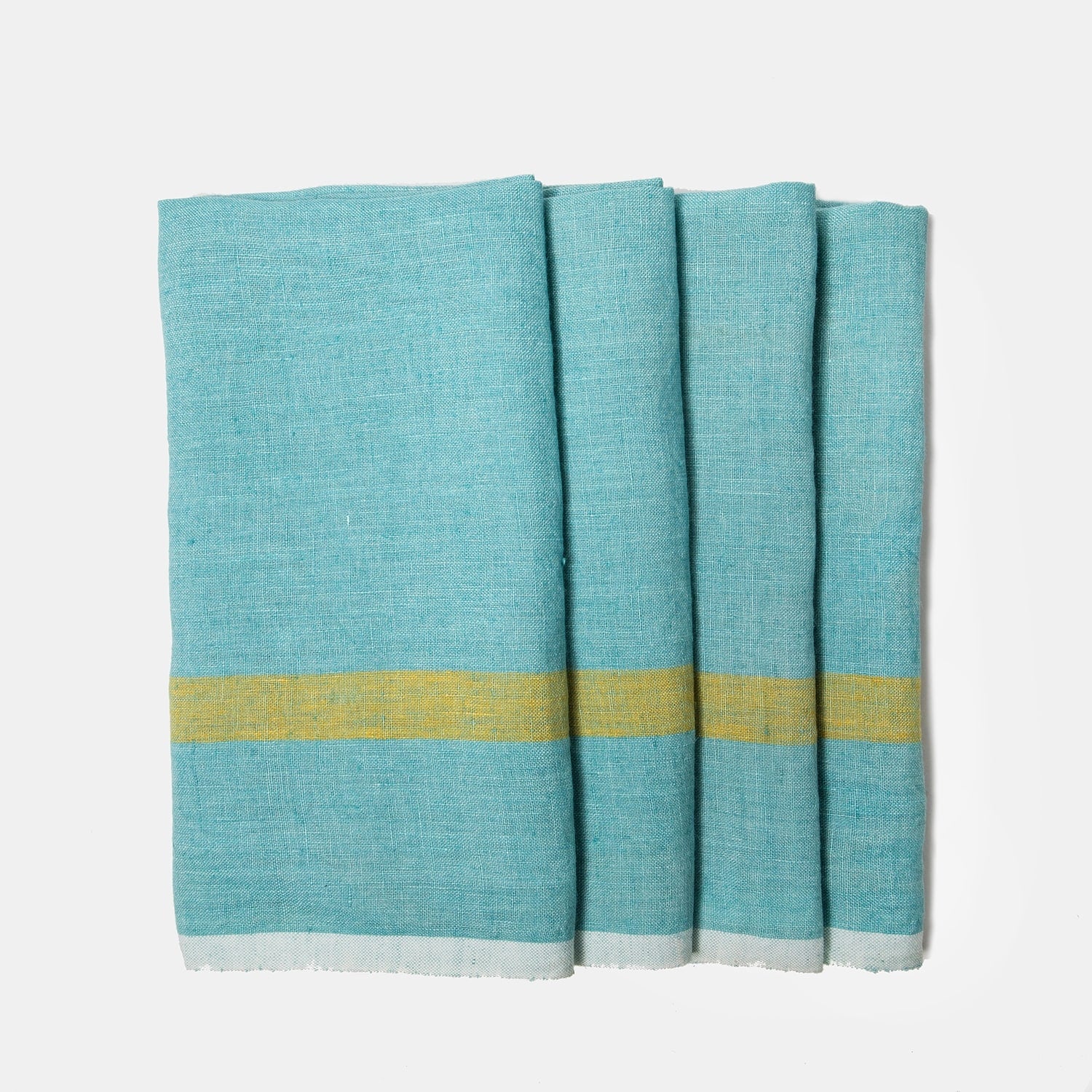 Laundered Linen Aqua Lime Napkins 20X20 Set Of 4