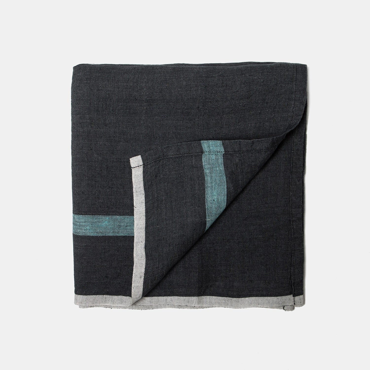Laundered Linen Charcoal Aqua Napkins 20X20 Set Of 4