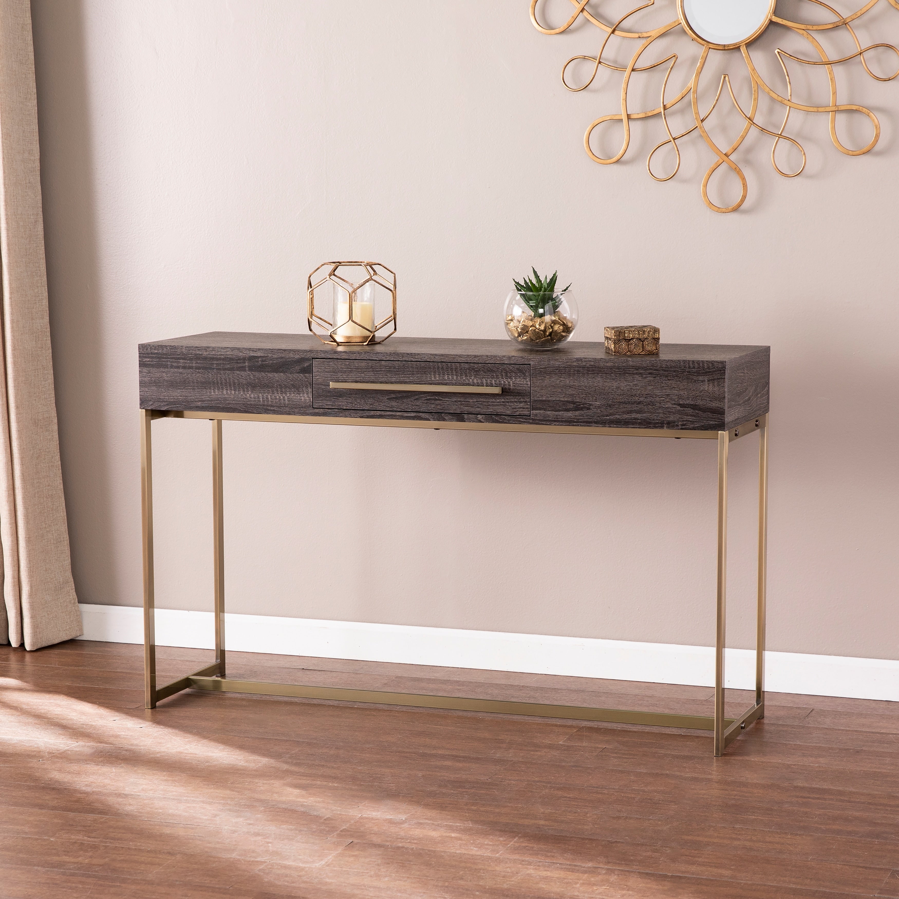 Carbon Loft Akela Black Transitional Console Table With Storage