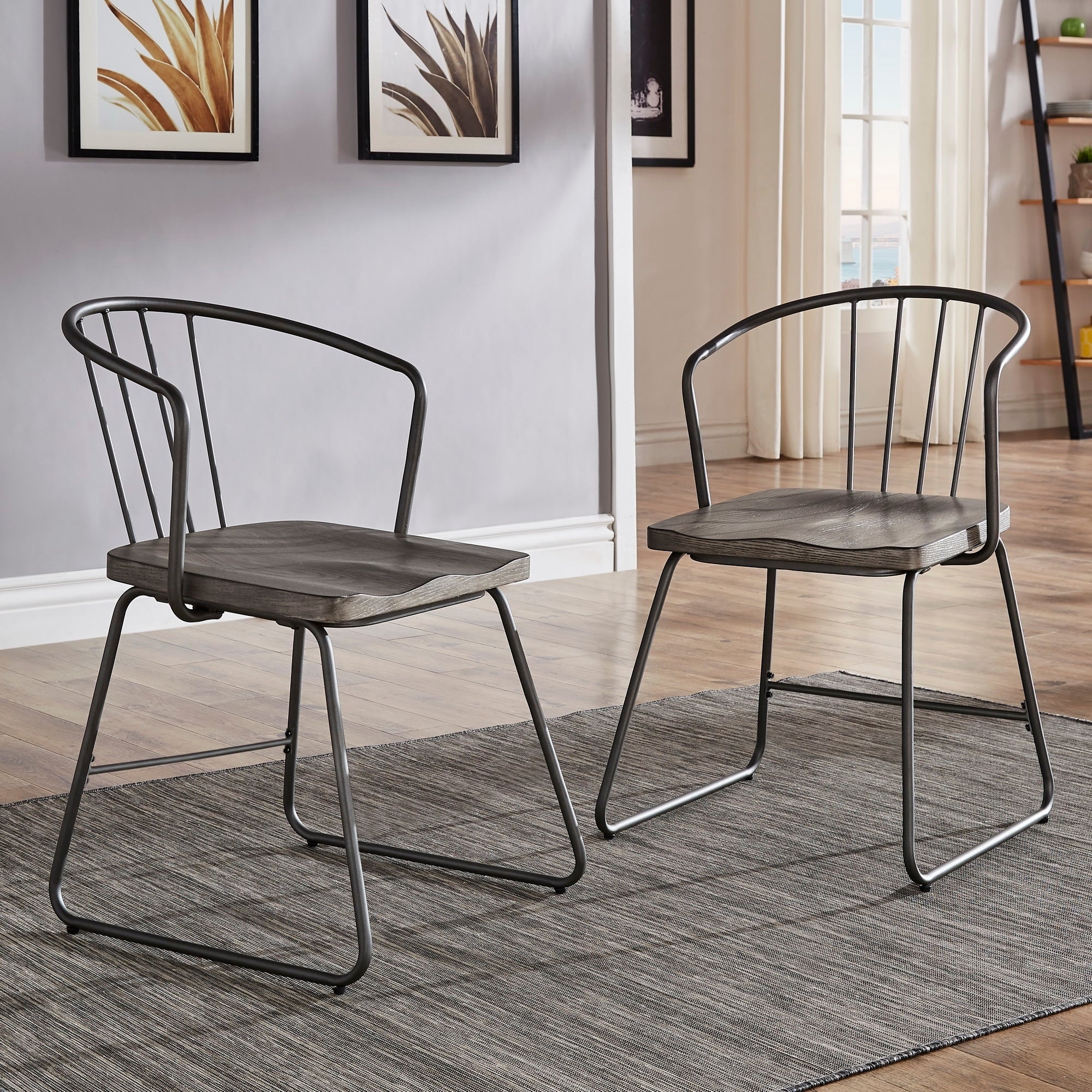 Mabel Iron And Grey Finish Dining Chair Set Of 2 By Inspire Q Modern