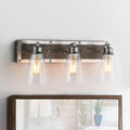 Carbon Loft Astrid 2 Light Wood Wall Sconces Aged Silver Linear Wall Lamps Vanity Lights