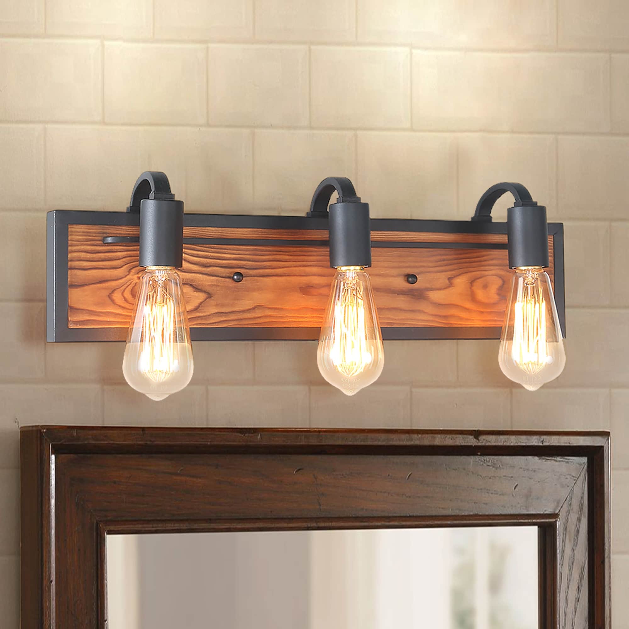 Carbon Loft Astrid 3 Light Rustic Wall Lighting Black Wall Lamps Wood Wall Sconces