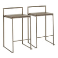 Fuji Industrial Stackable Counter Stool With Wood Seat Set Of 2 N A