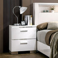 Elysee Chrome Trim Usb 2 Drawer Nightstand By Foa