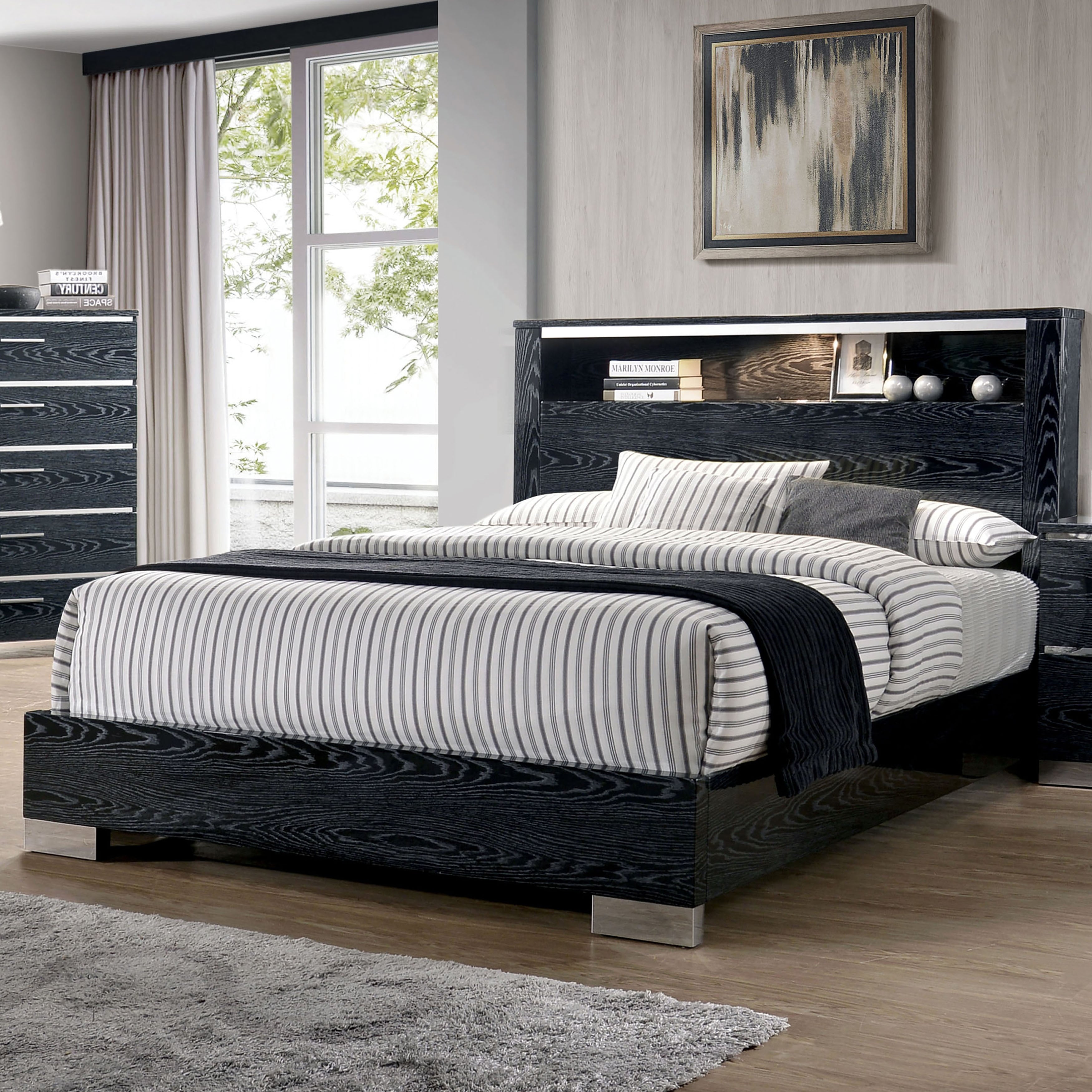 Furniture Of America Elysee Chrome Trim Led Display Bed