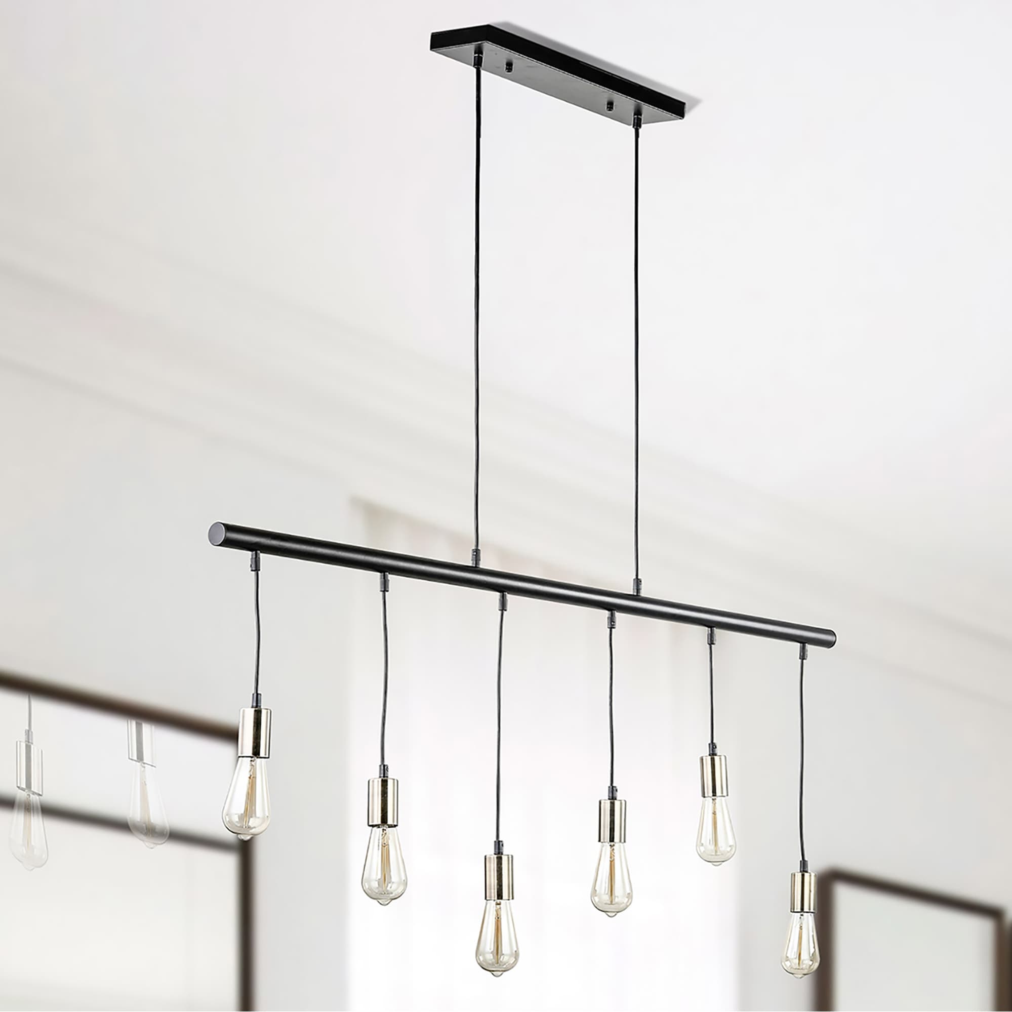 Ankica Matte Black 6 Light Pendant Edison Bulb Included