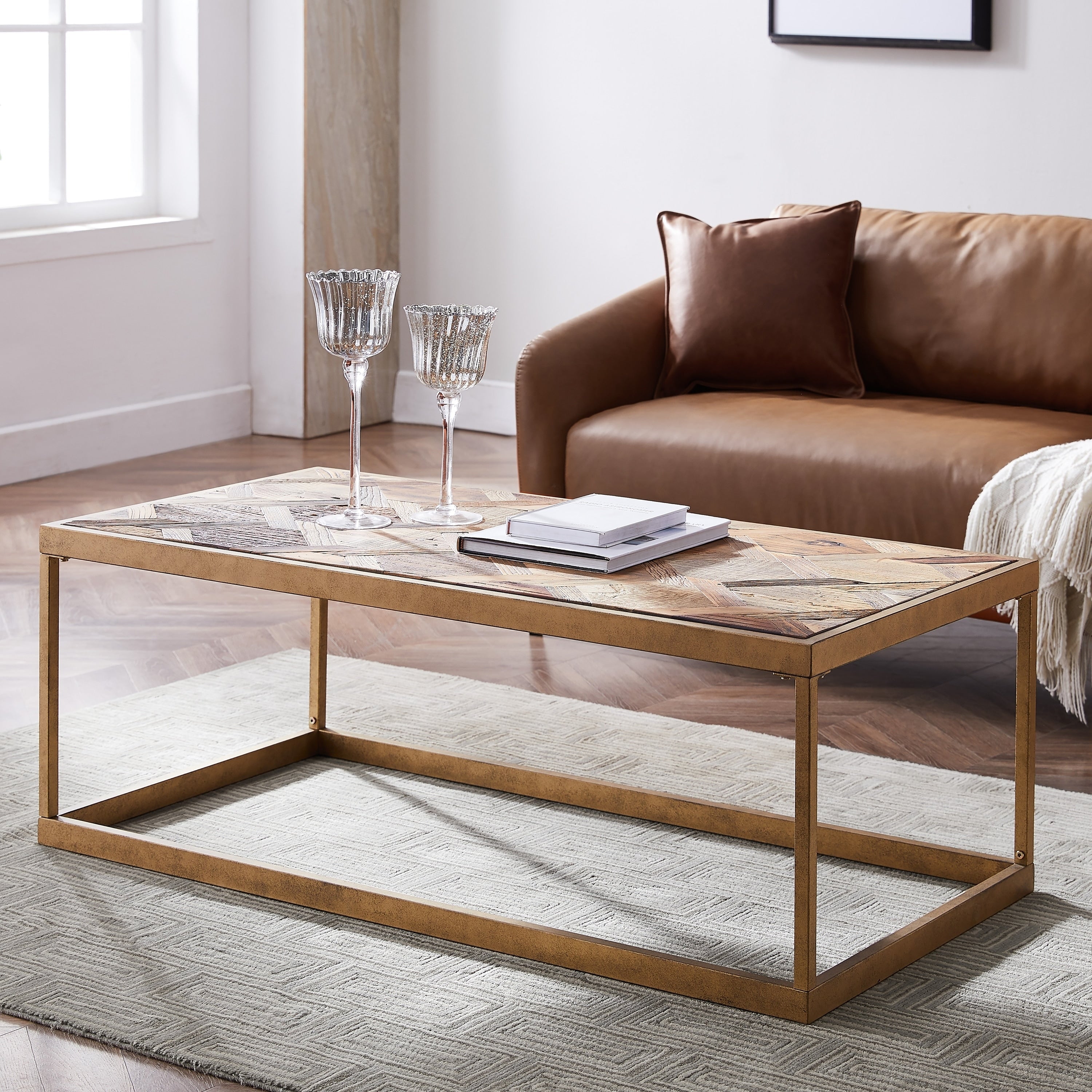 Carbon Loft Darren Modern Farmhouse Brown Wood Cocktail Table