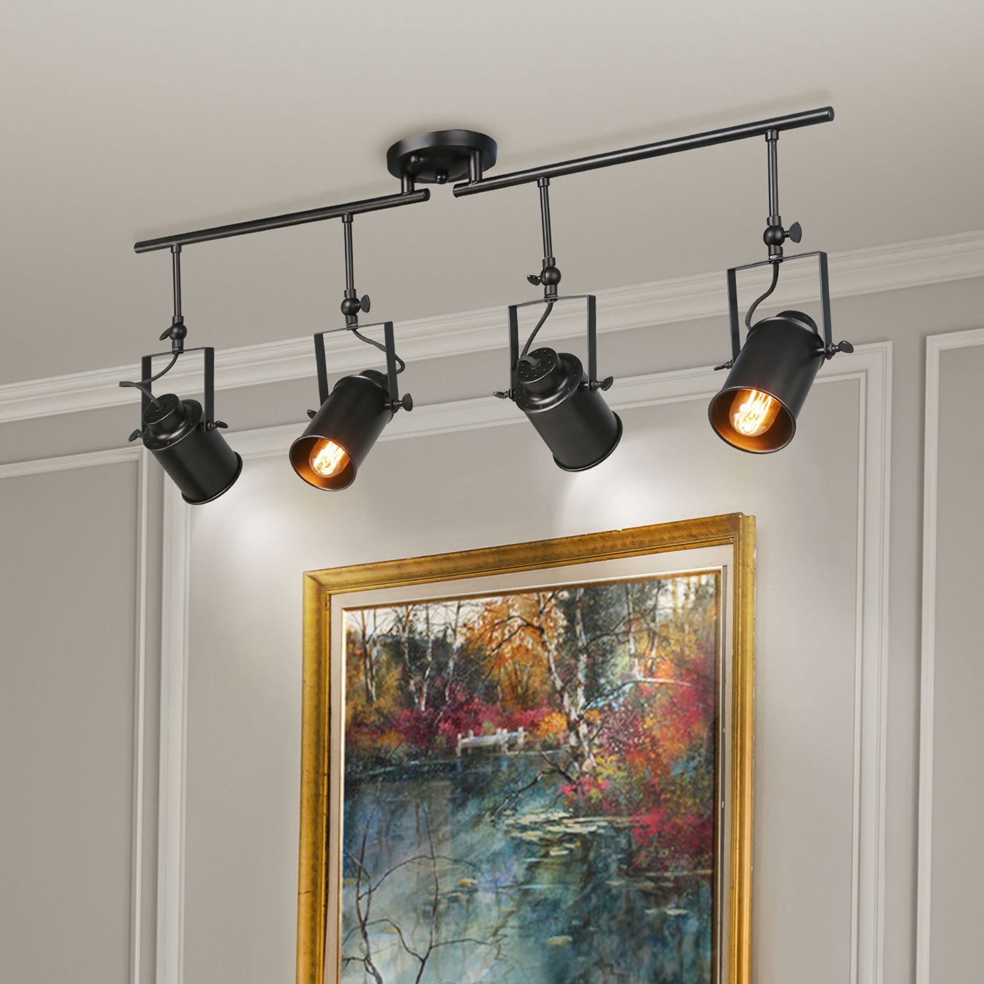 Carbon Loft Demille Black 4 Spotlight Track Lighting Semi Flush Mount Lights