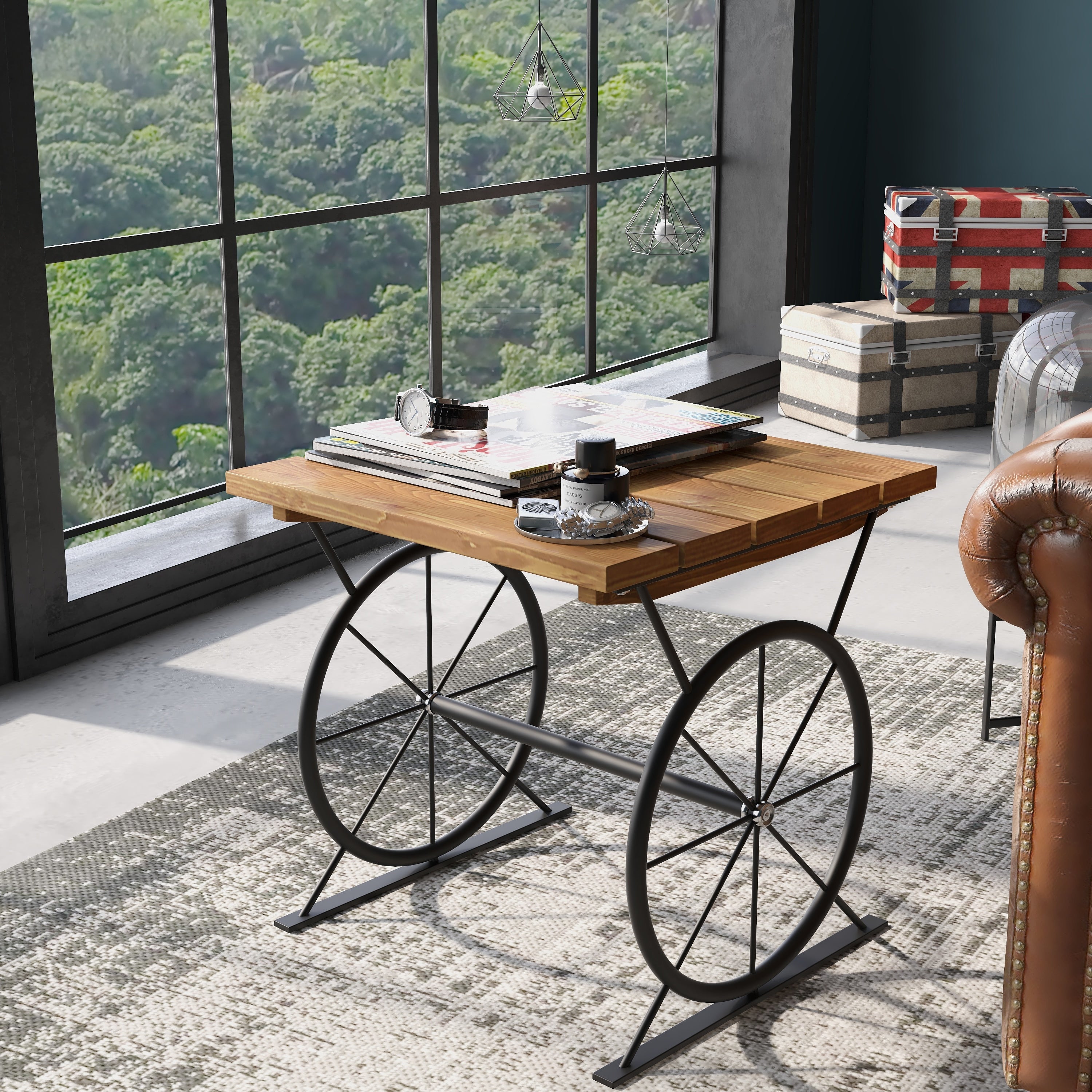 Furniture Of America Kalela Industrial Wheel End Table
