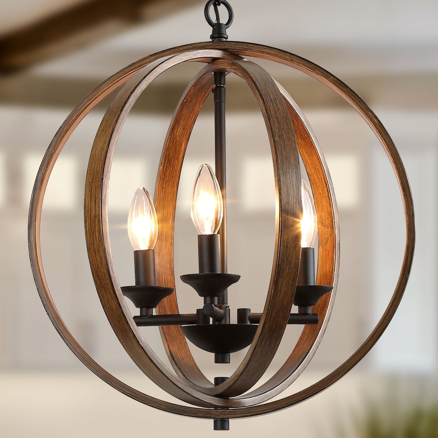Carbon Loft Ghaffari Modern Brown Chandelier With 3 Lights Pendant Lighting