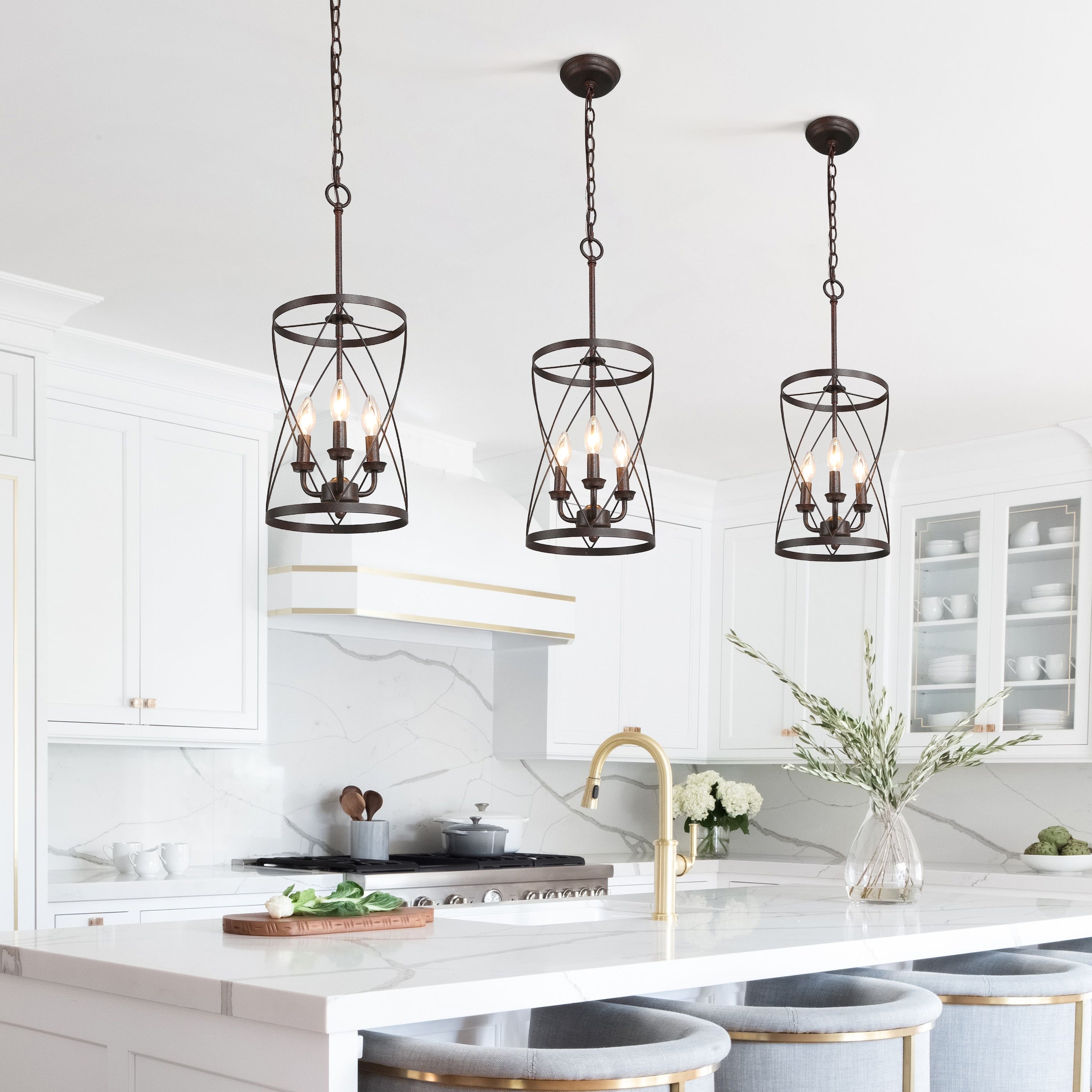 Carbon Loft Ghaffari Modern Mini Pendant Lighting With 3 Lights Ceiling Chandelier