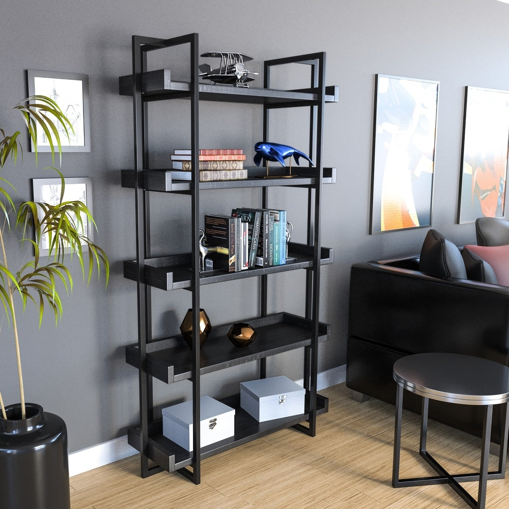 Robena Rustic Black Ladder Shelf By Foa