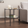 Carbon Loft Glenn Black Metal Glass Round End Table