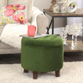 Homepop Velvet Round Storage Ottoman Forest Green