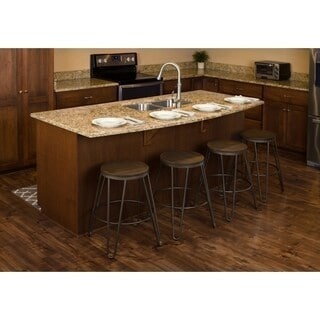 Carbon Loft Hall Backless Two Tone Wood And Metal Bar Stools Set Of 4