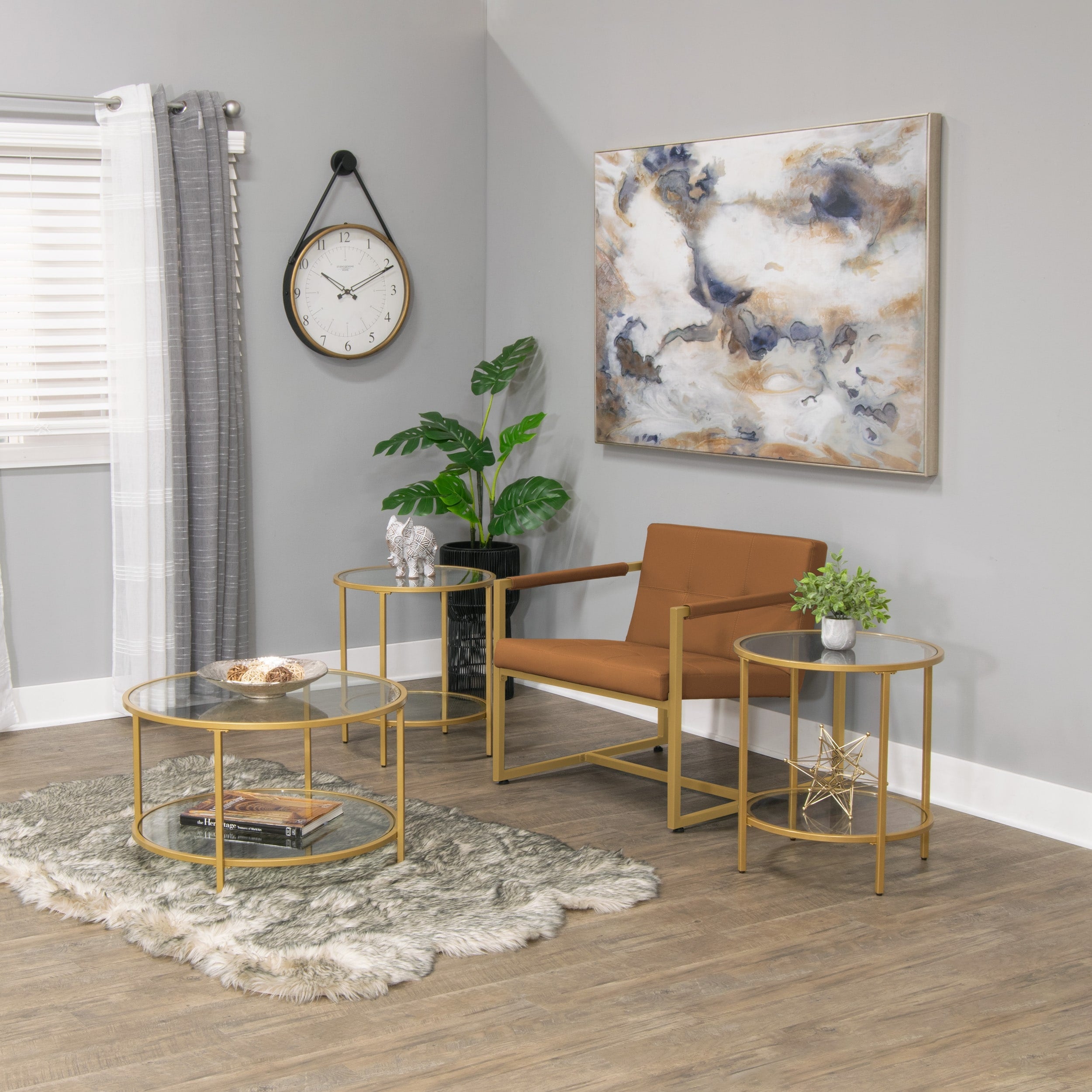 Carbon Loft Heimlich Pewter Steel Glass Round Coffee Table