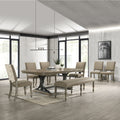 Birmingham Nailhead 8 Piece Table With Nail Head Bench Dining Set Driftwood