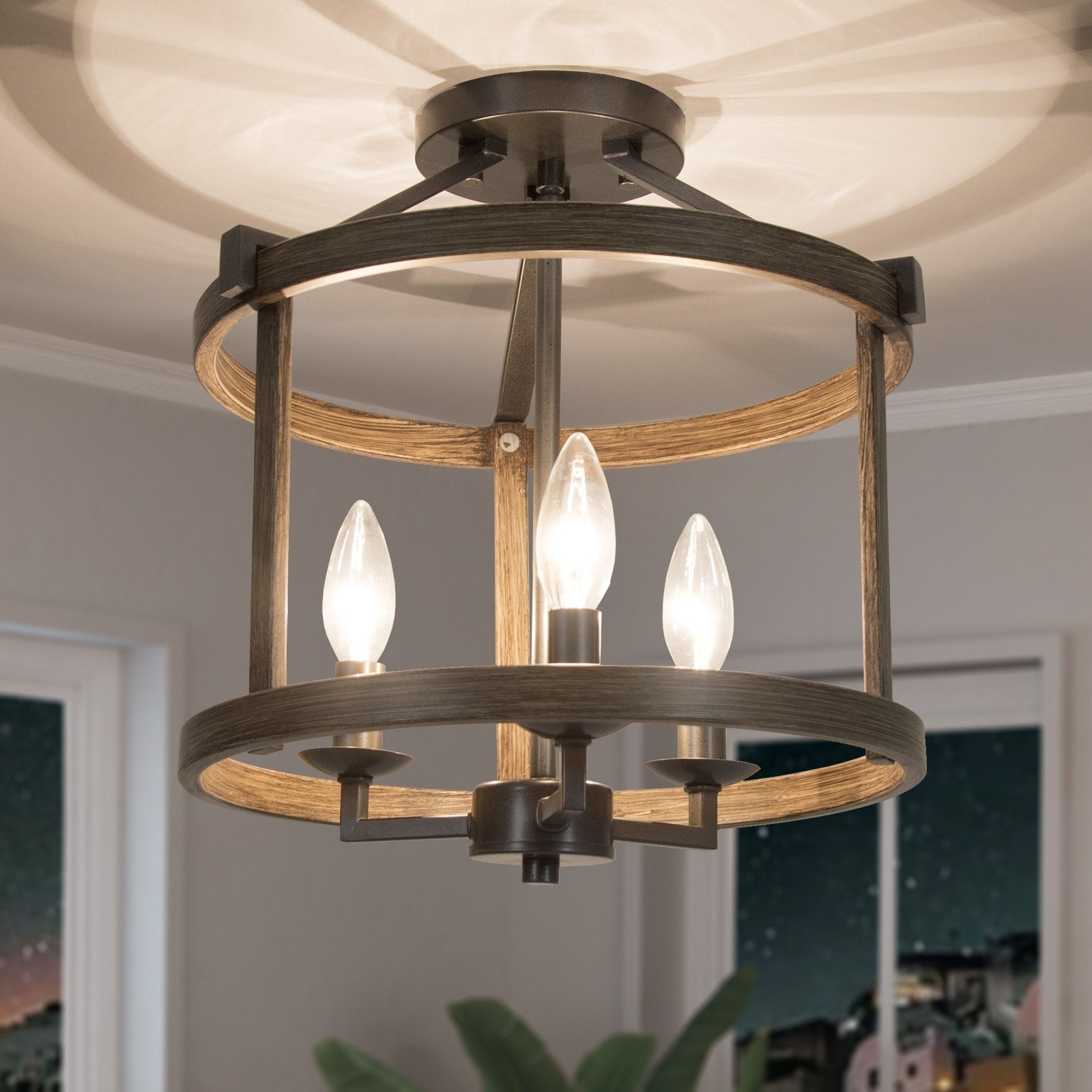 Carbon Loft Latrice Semi Flush 3 Light Drum Chandelier