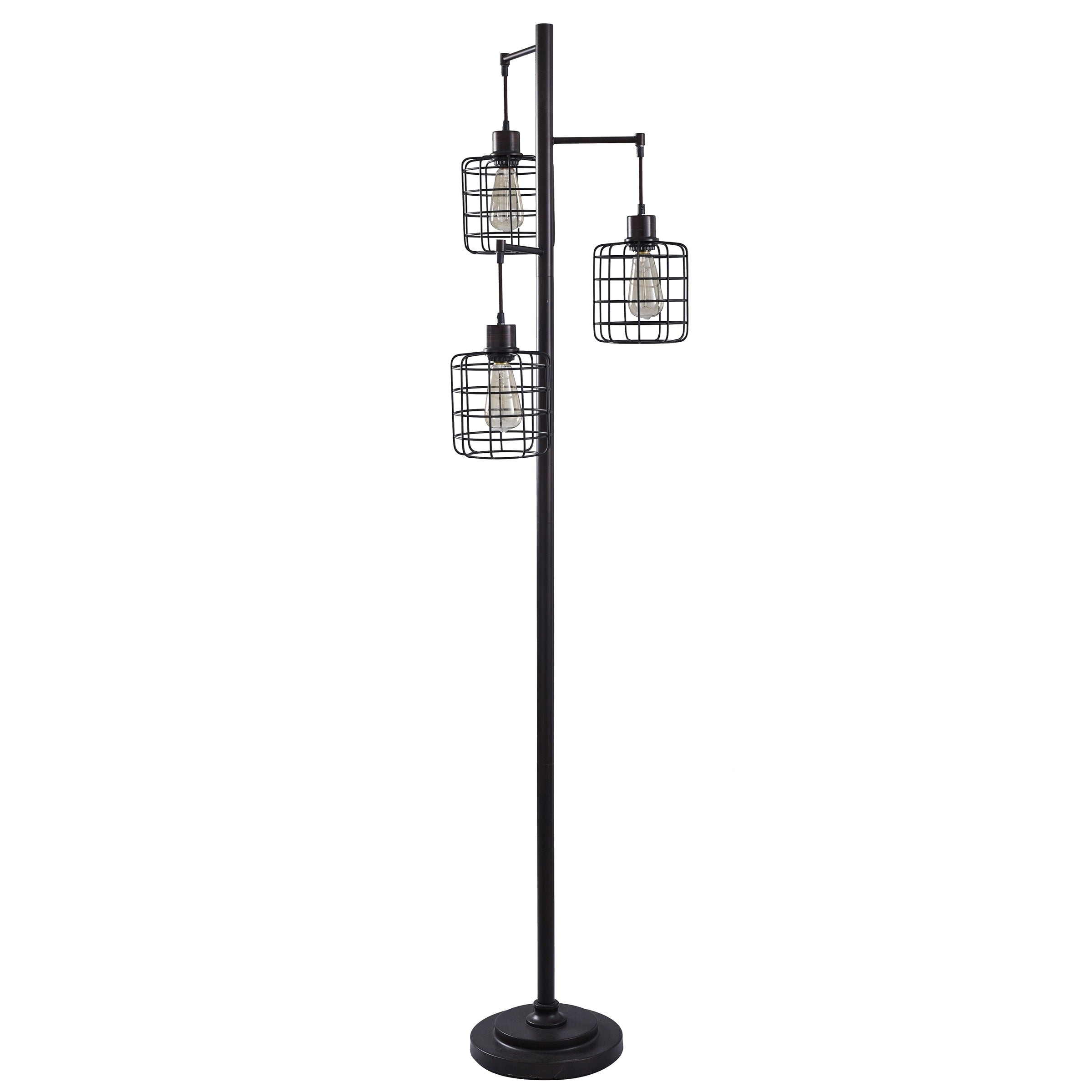 Carbon Loft Memnet 3 Light Caged Cylinder Wire Pendant Floor Lamp