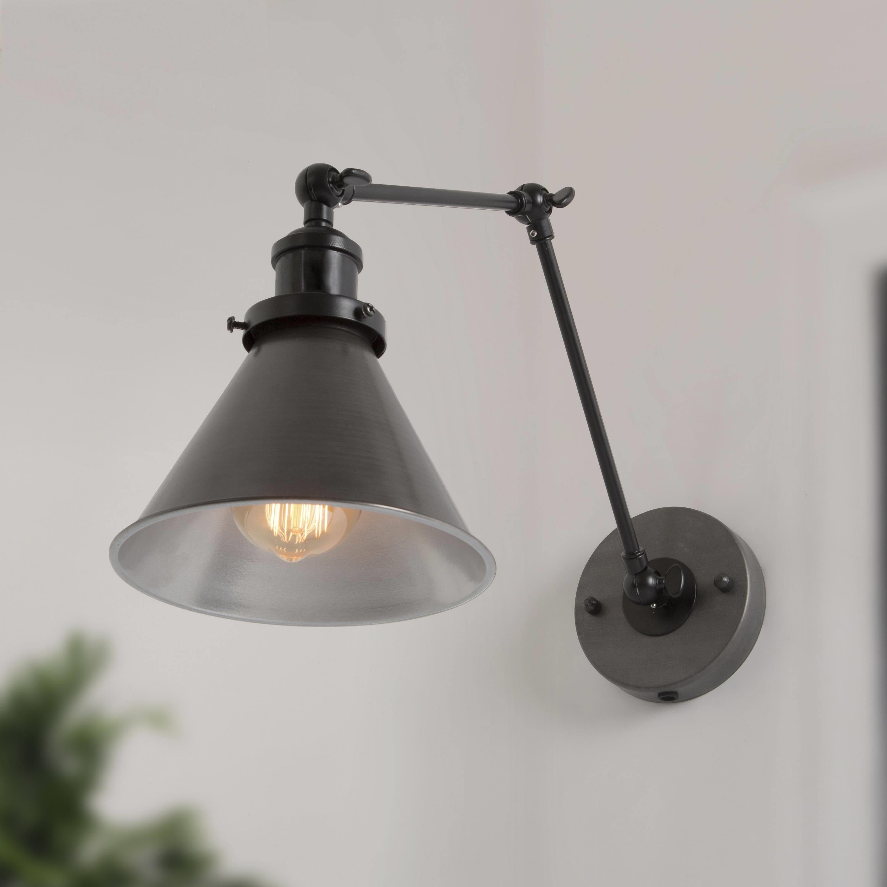 Havenside Home Merida Adjustable Silver Brushed Plug In Sconce Wall Lamp